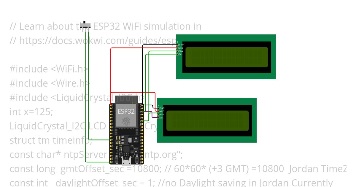 ESP32 NTP LCD No Delay simulation