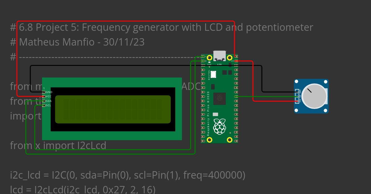 6.8 Project 5 - Potenciômetro + RP2040 + LCD