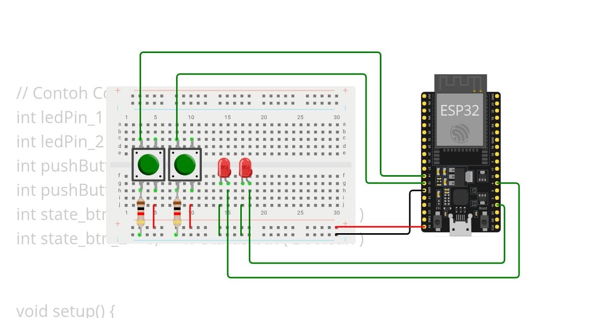 Button with LED esp32 simulation