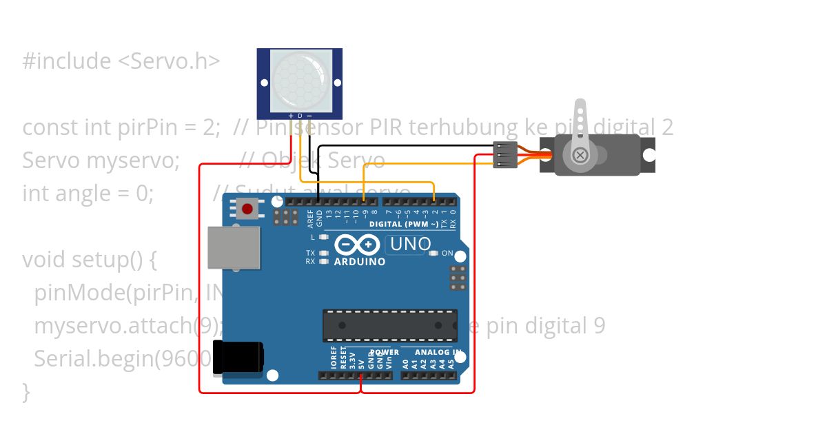 Motor Servo with Sensor PIR simulation