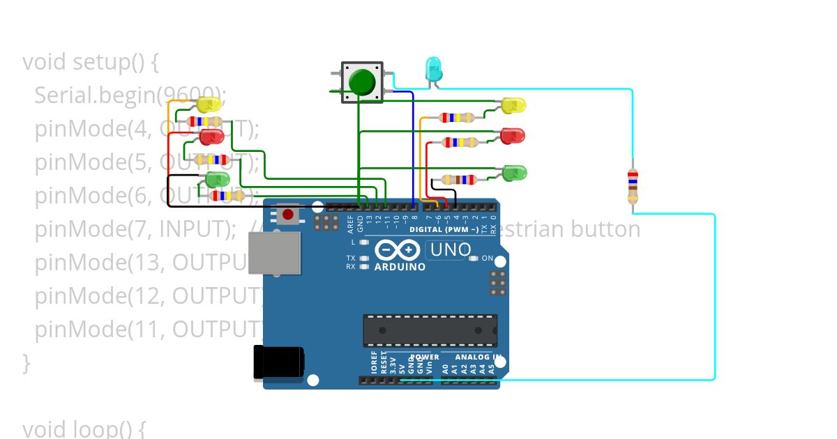 traffic light with pedestrian button simulation