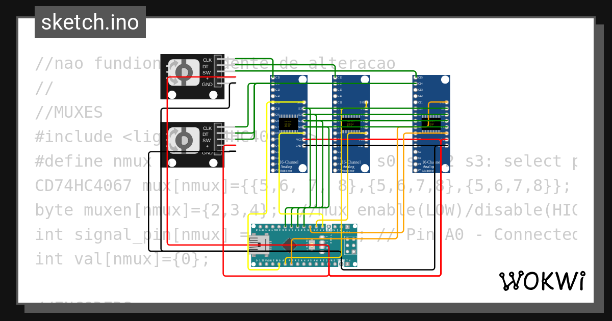 Encoders_EC11_multiplex - Wokwi ESP32, STM32, Arduino Simulator