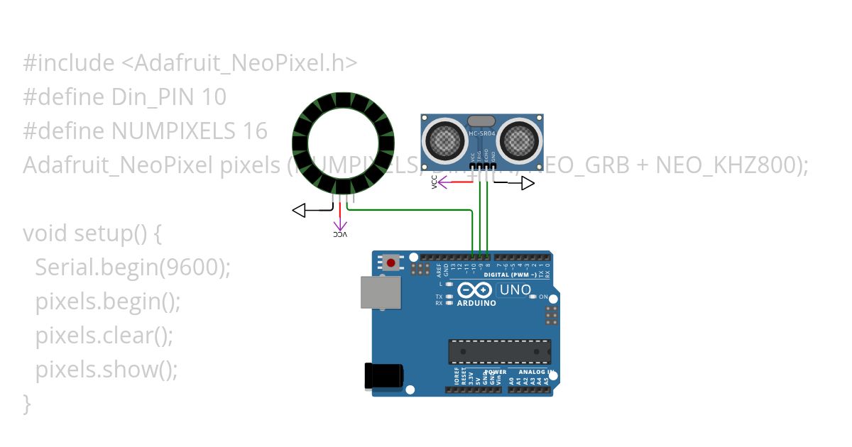 HC-SR04 & Ring.ino simulation