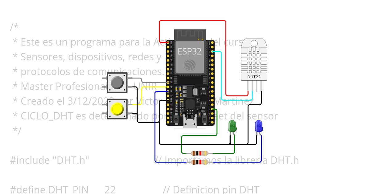 DHT22 LEDs Botones simulation