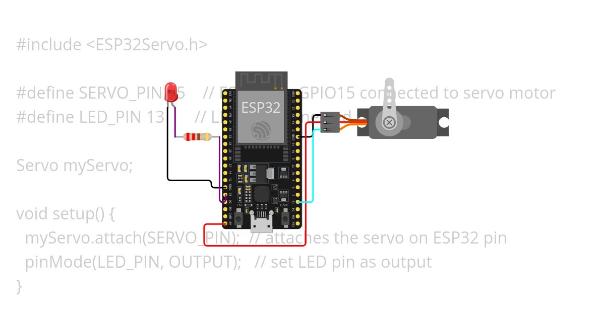 Servo, 1 LED simulation