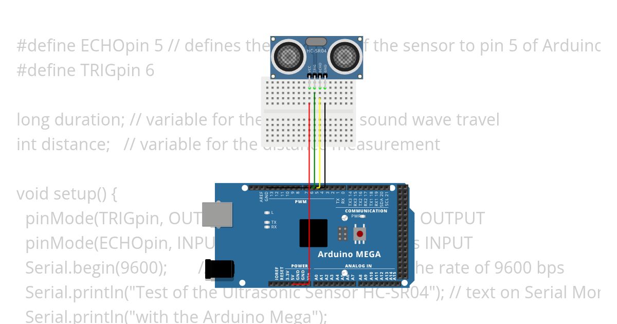 ultrasonic with board (longer code) simulation