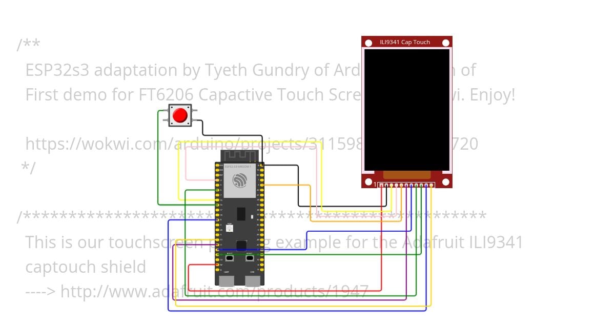 esp32s3 ILI9341 Capacitive Touch example - finger painting Copy simulation