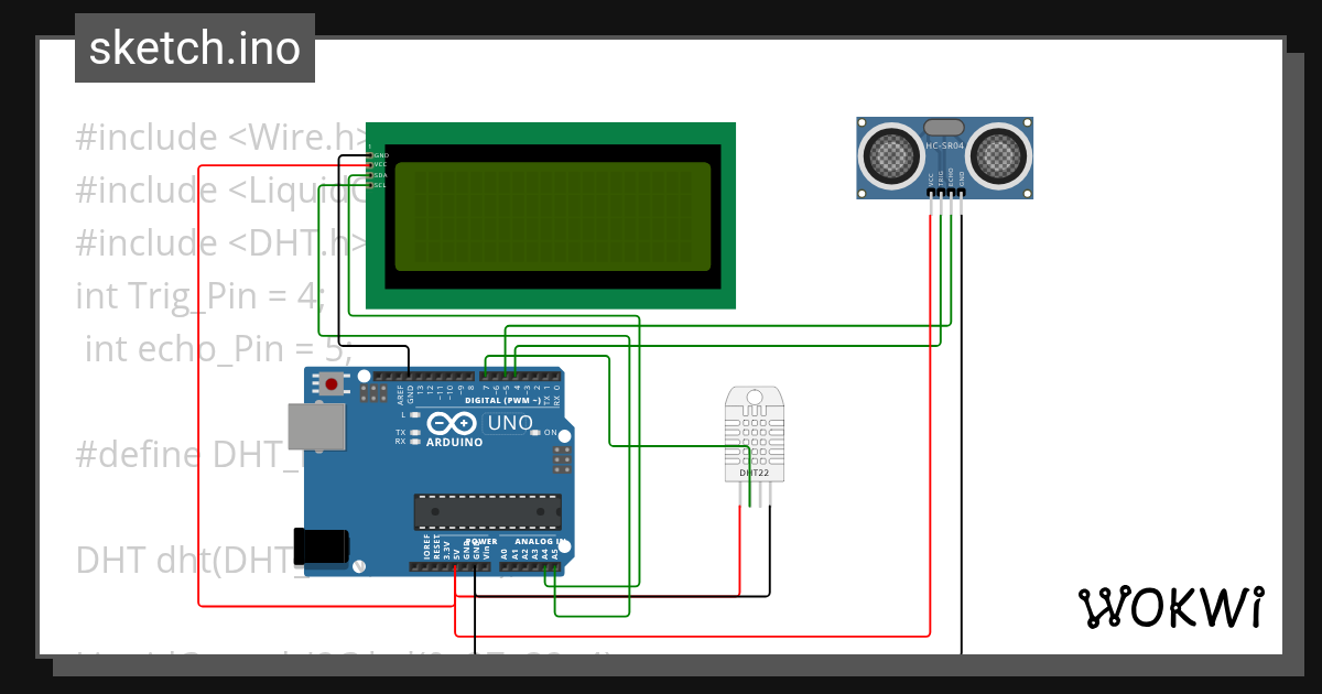 ARDUINO UNO I2C ULTRASONIC - Wokwi ESP32, STM32, Arduino Simulator