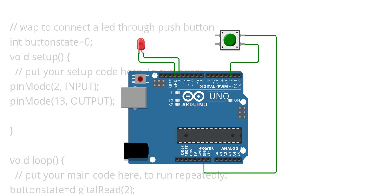 push button led simulation