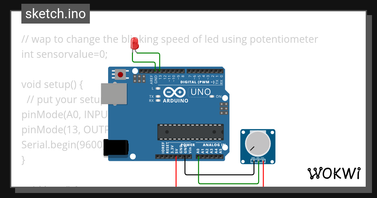 led fading through potentiometer Wokwi ESP32, STM32, Arduino Simulator