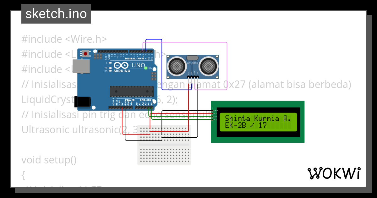 Topik 34 Pembacaan Sensor Ultrasonik Wokwi Arduino An