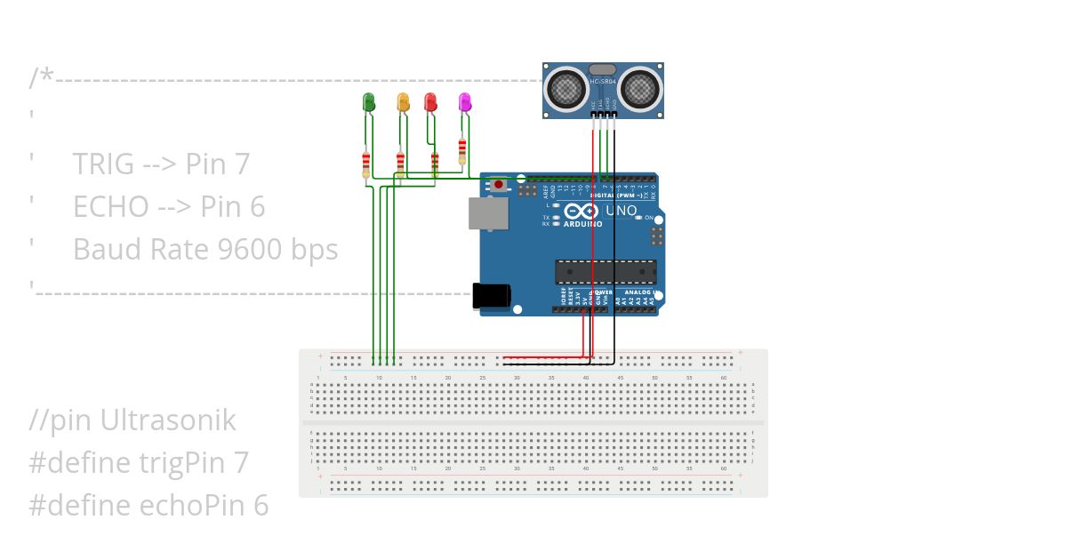 UltraSonic Water Level Sensor with LED simulation