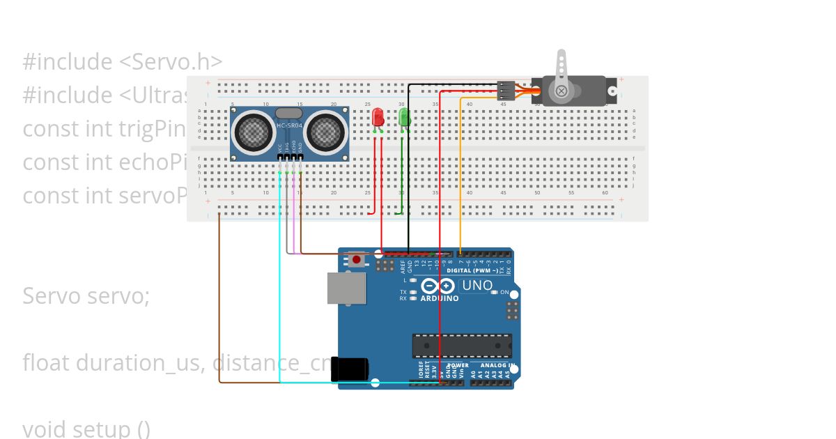 ultrasonic with servo & led simulation