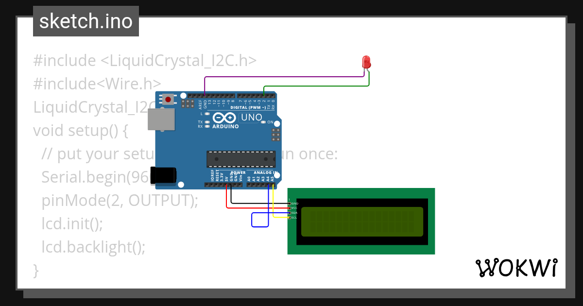 lcd i2c board - Wokwi ESP32, STM32, Arduino Simulator