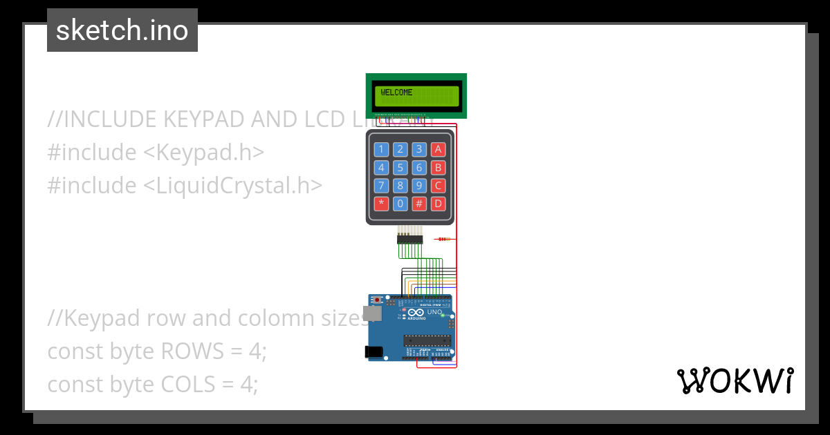 keypad with lcd - Wokwi ESP32, STM32, Arduino Simulator