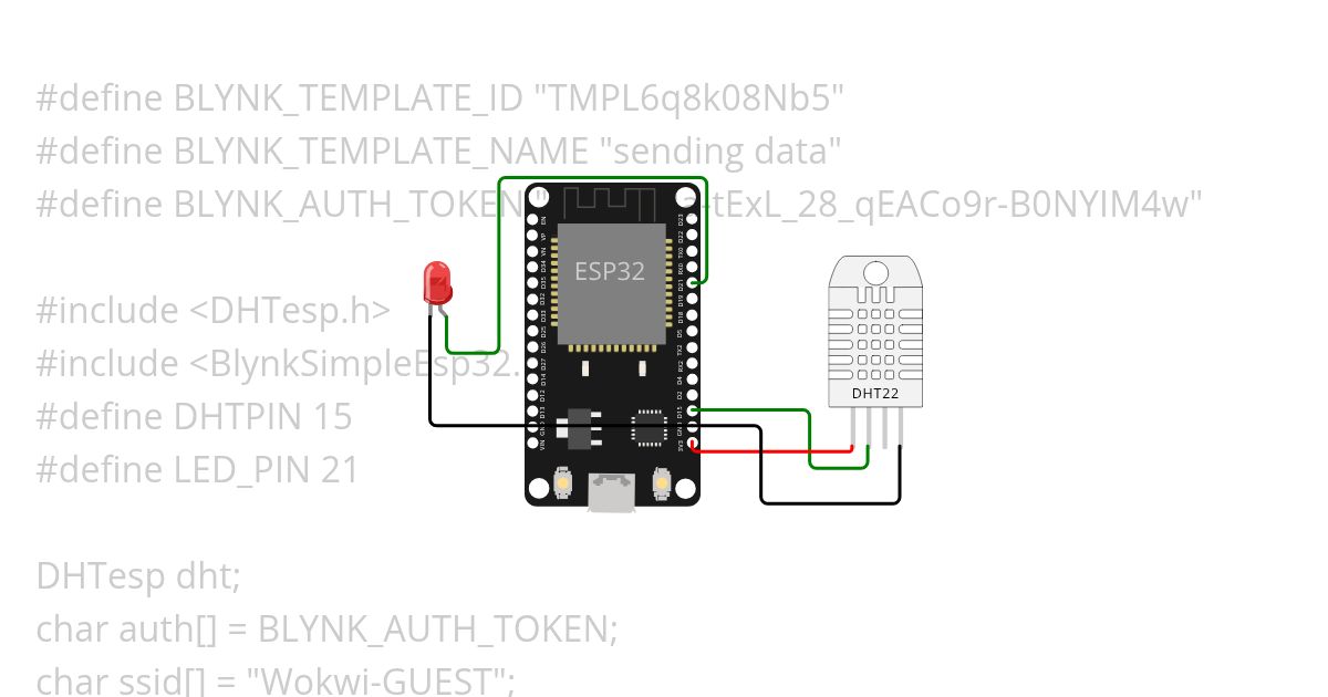 ESP32 Temperature and Humidity Sensor simulation
