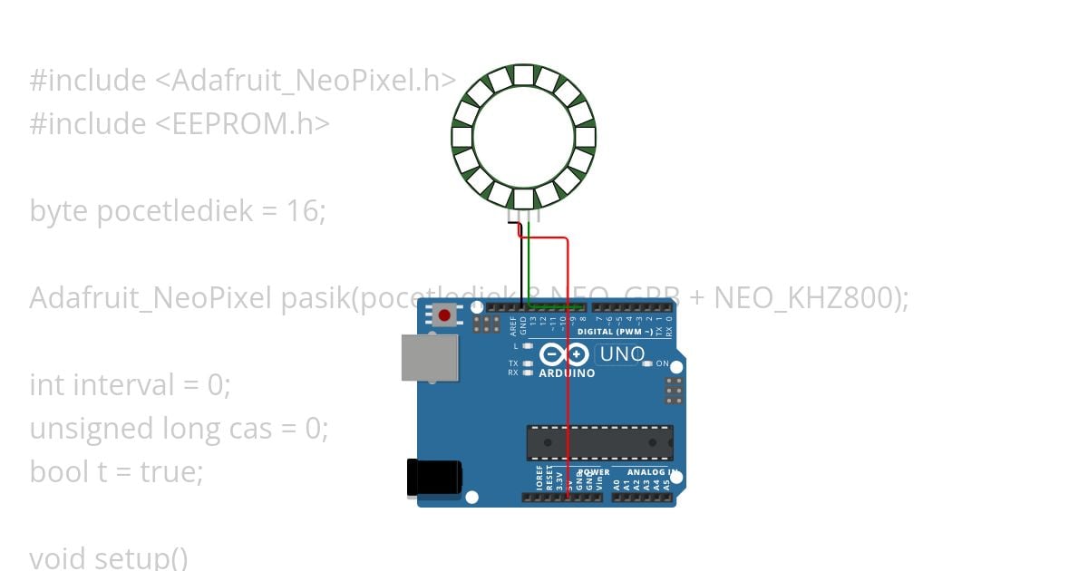 menenie rychlosti blikania led kruhu a ukladanie cez eeprom simulation