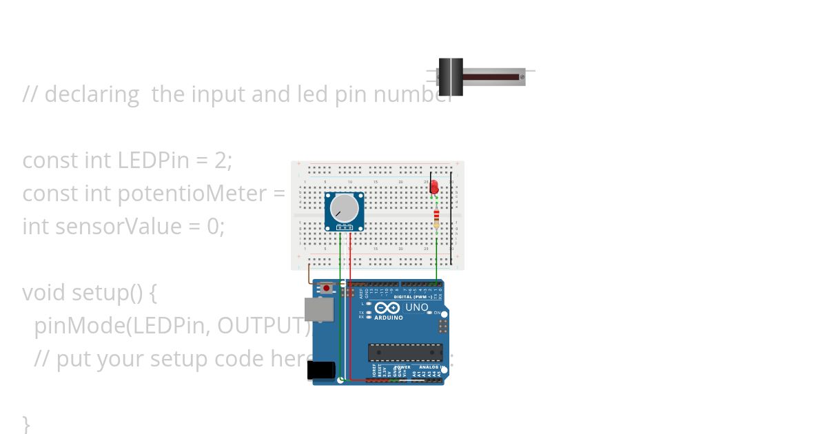 Potentiometer as Delay for Blinking LED simulation