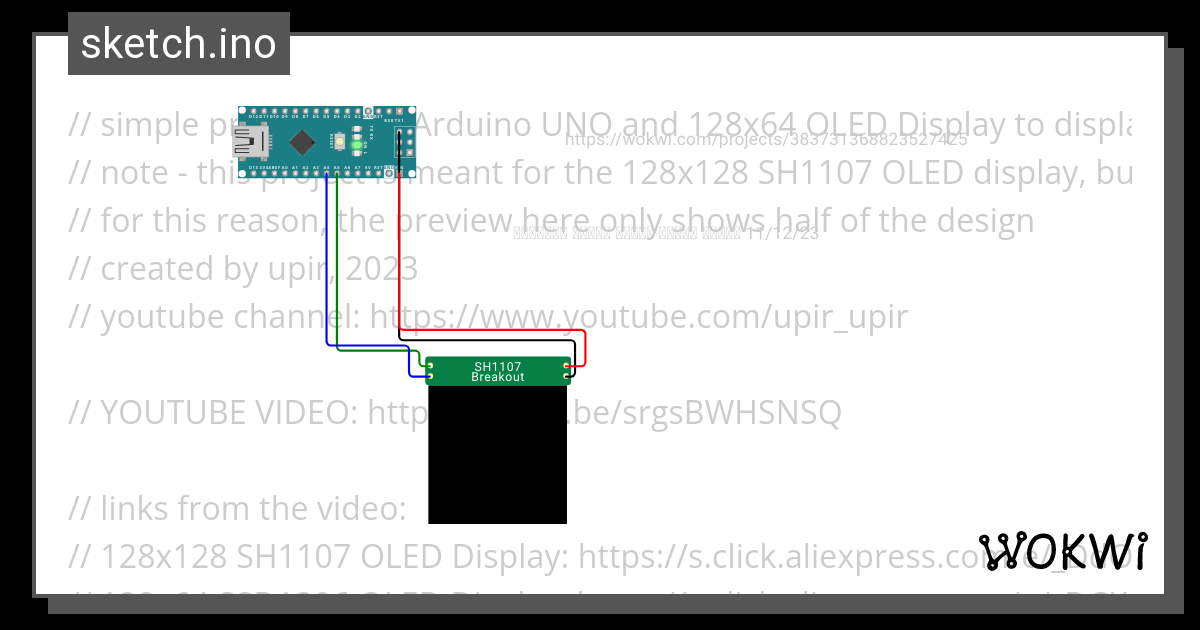 Sh1107 U8g2_oled_clock Anolog - Wokwi ESP32, STM32, Arduino Simulator