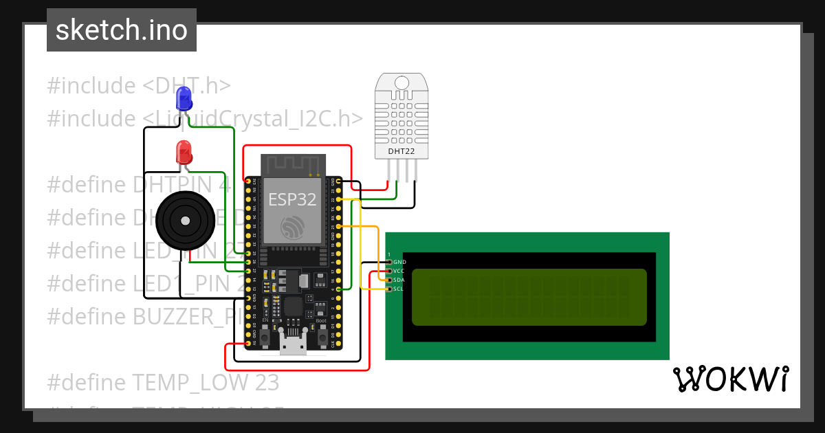 Temperature & Humidity Fire Alarm System Wokwi ESP32, STM32, Arduino