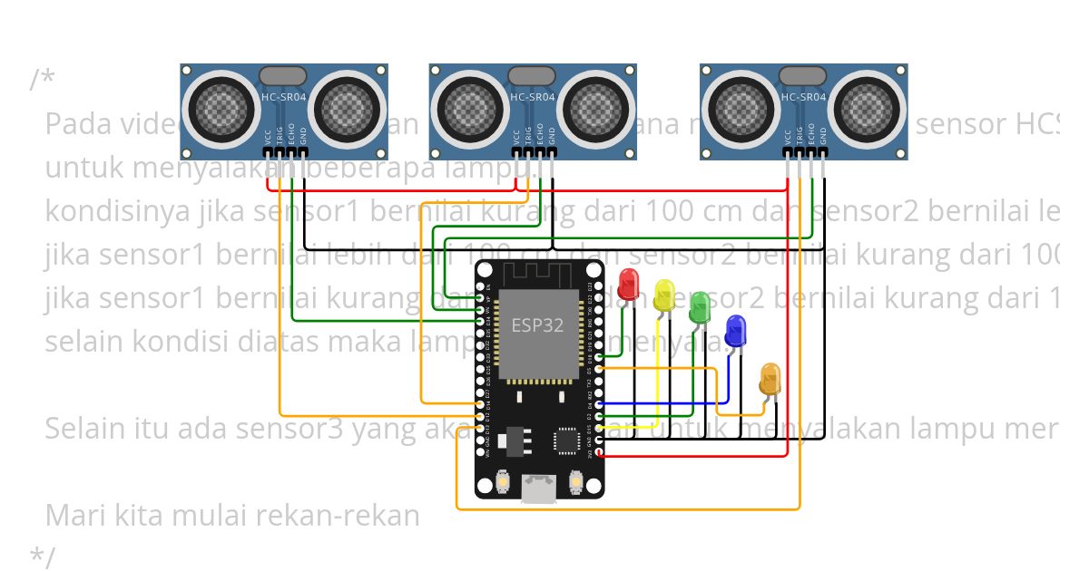 Imam Shanada_Kombinasi sensor Ultrasonik dan Led simulation