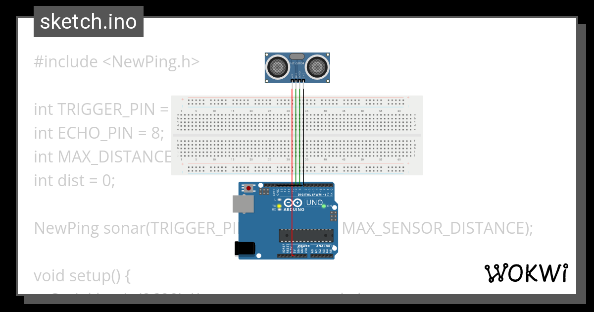 NewPing - Wokwi ESP32, STM32, Arduino Simulator