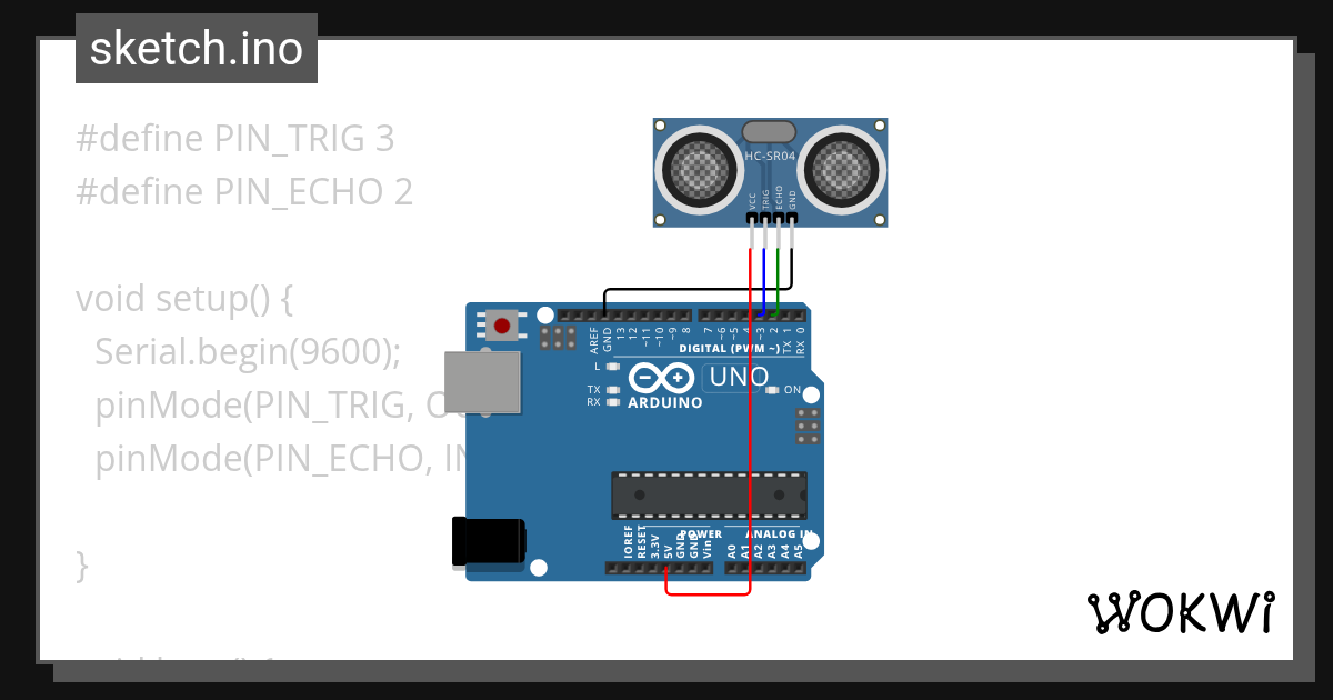 ULTRASONIC SENSOR - Wokwi ESP32, STM32, Arduino Simulator