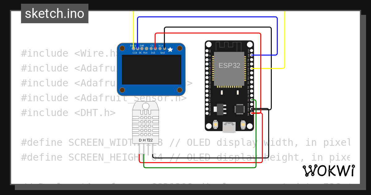 Esp32 oled dht22 ti01 wokwi esp32 stm32 arduino simulator