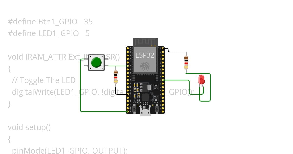 Interrupt GPIO pin in esp 32 simulation