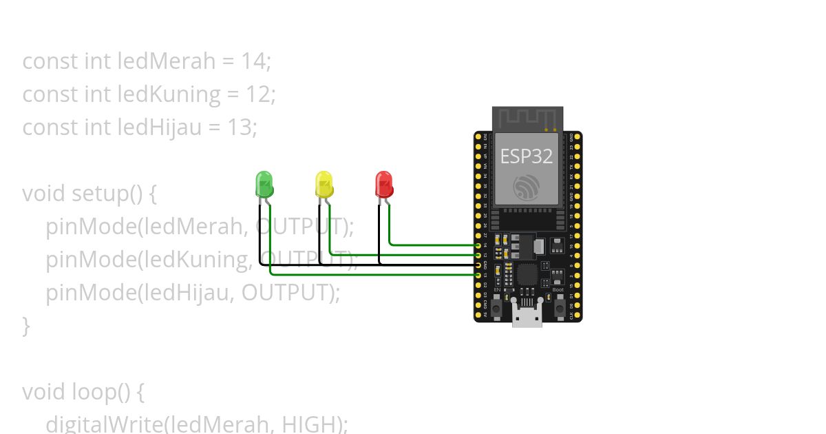 lampu berjalan esp32 simulation