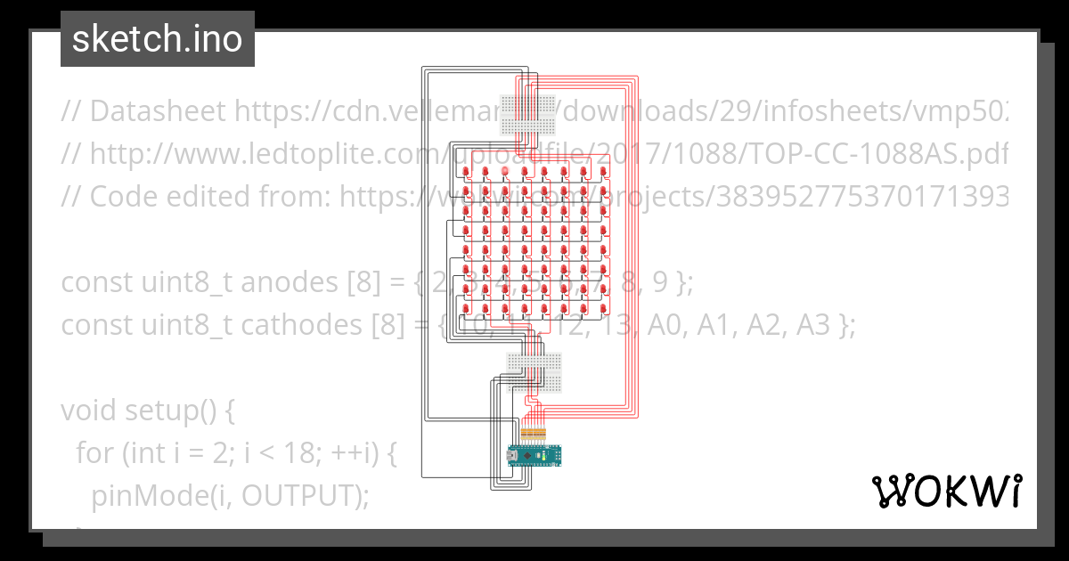 Nano 8x8 Led Matrix 1088as Test Wokwi Esp32 Stm32 Arduino Simulator 3893