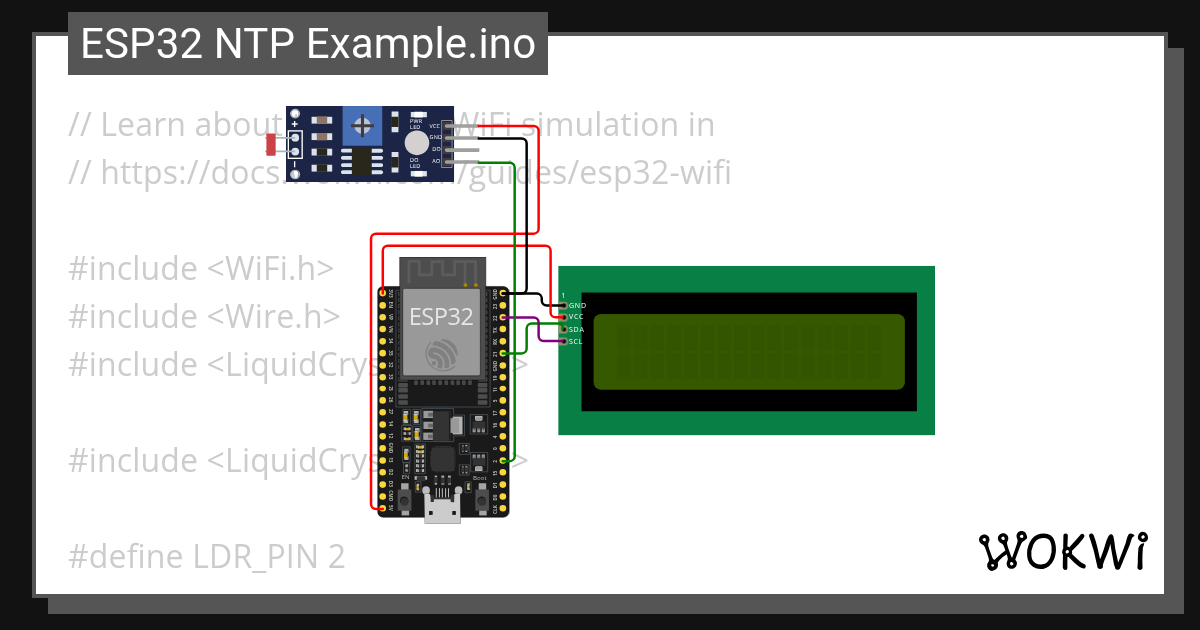 ldr + lcd - Wokwi ESP32, STM32, Arduino Simulator