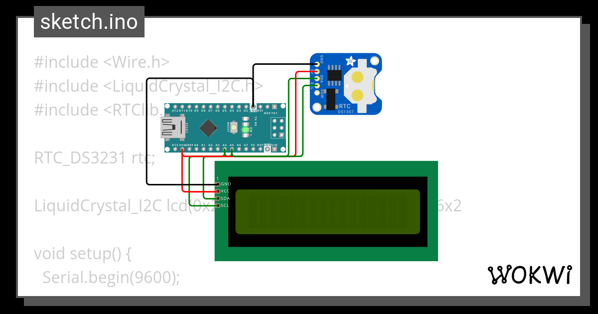 Real Time Clock Nano RTC Wokwi ESP32 STM32 Arduino Simulator