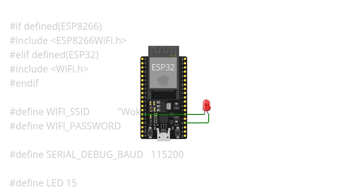 esp32 wifi connected with led indicator simulation