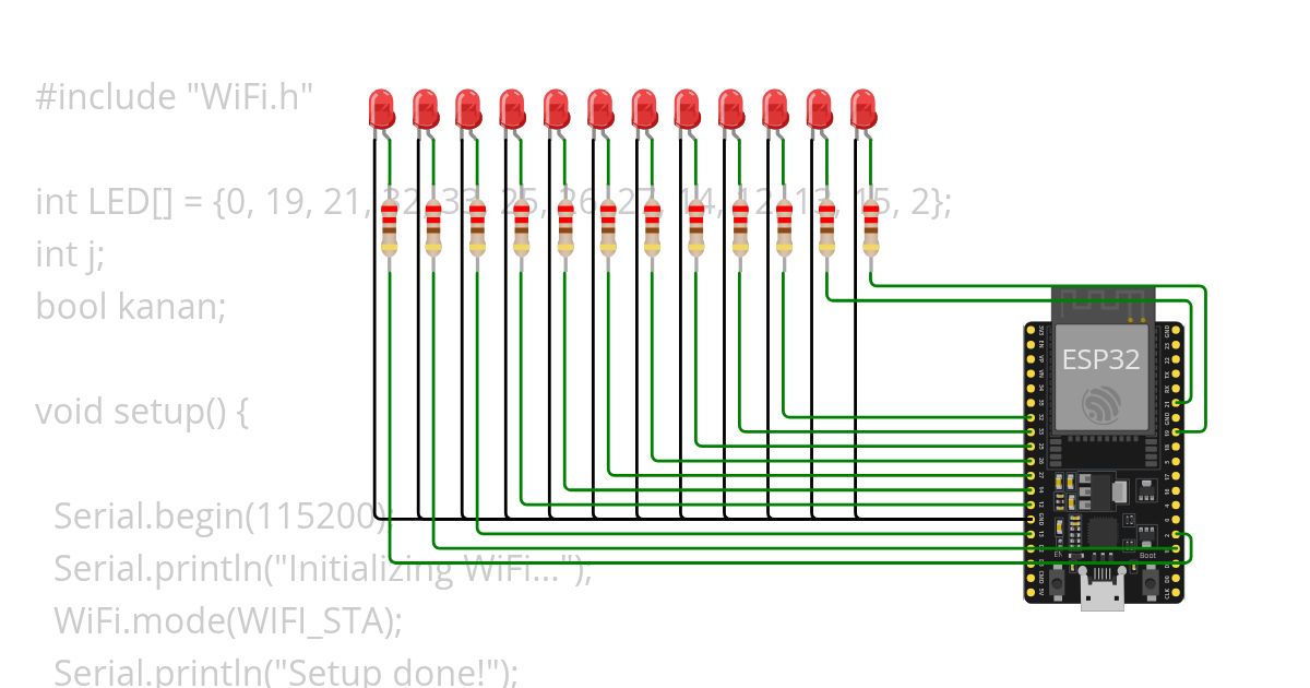 esp32 scan wifi + running led simulation
