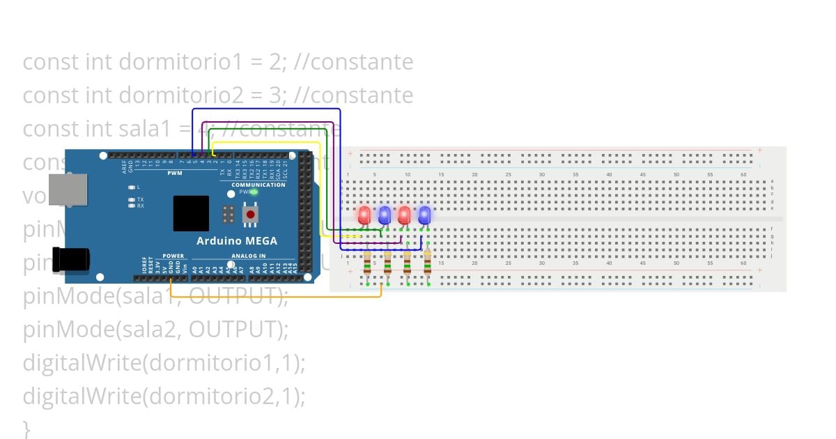 S2E1: OnOff 4 LEDs  Variables y constantes simulation