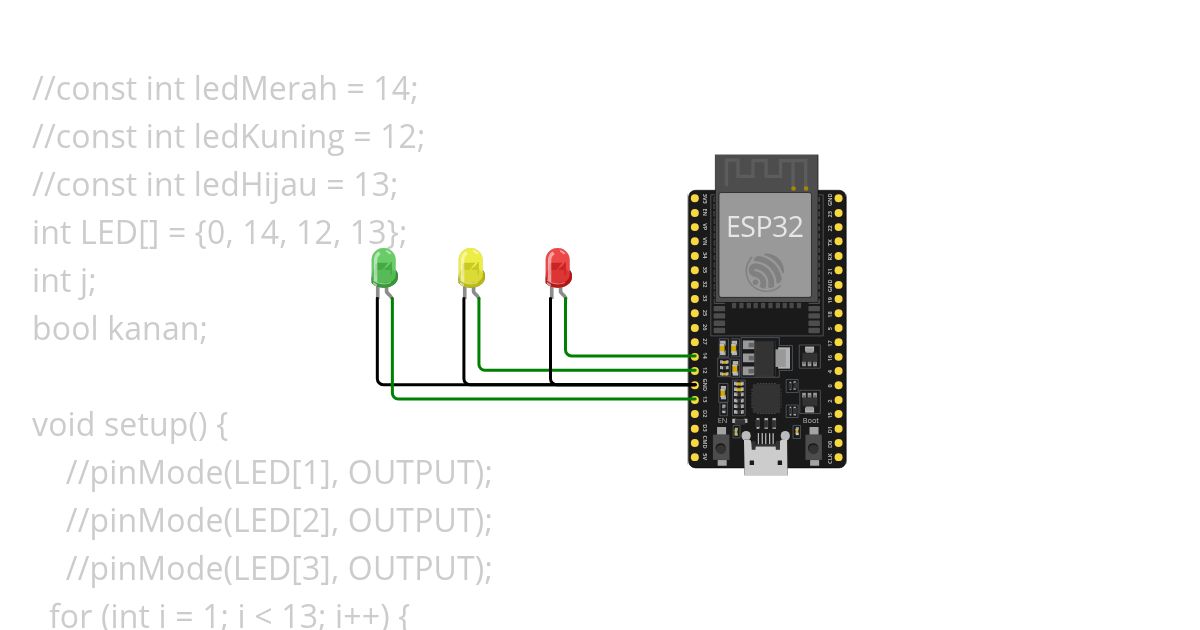 esp32 - lampu berjalan array simulation