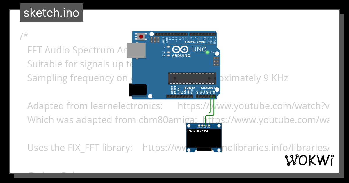 Spectrum Analyzer 50 Hz 4 Khz Wokwi Esp32 Stm32 Arduino Simulator