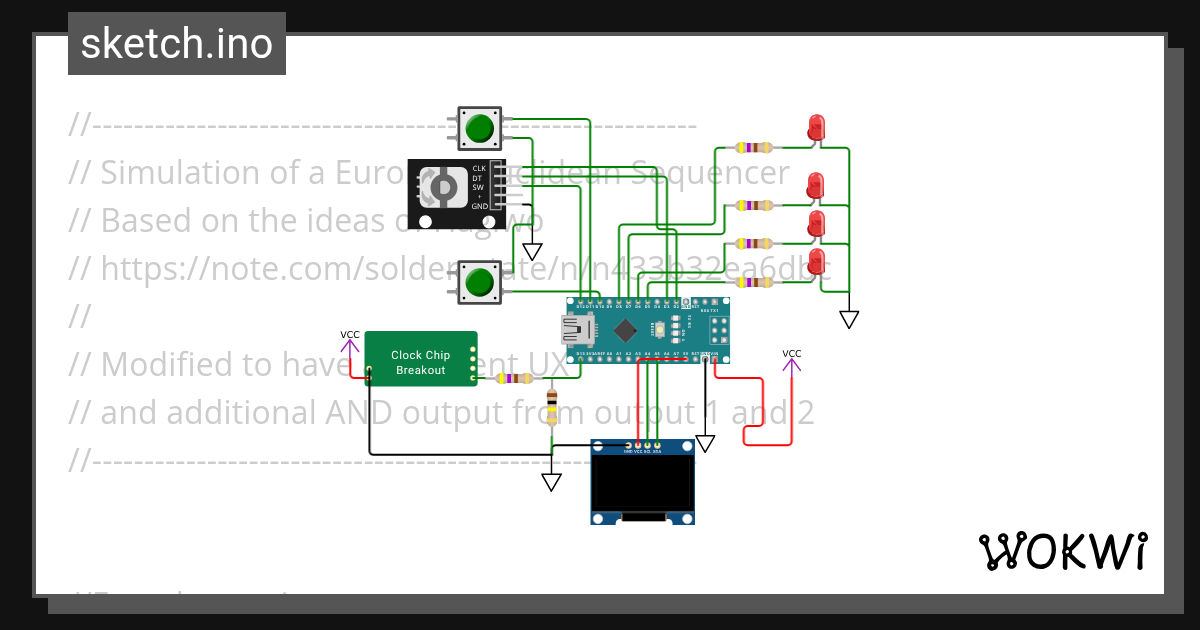 Eurorack Euclidean Sequencer Wokwi ESP32, STM32, Arduino Simulator