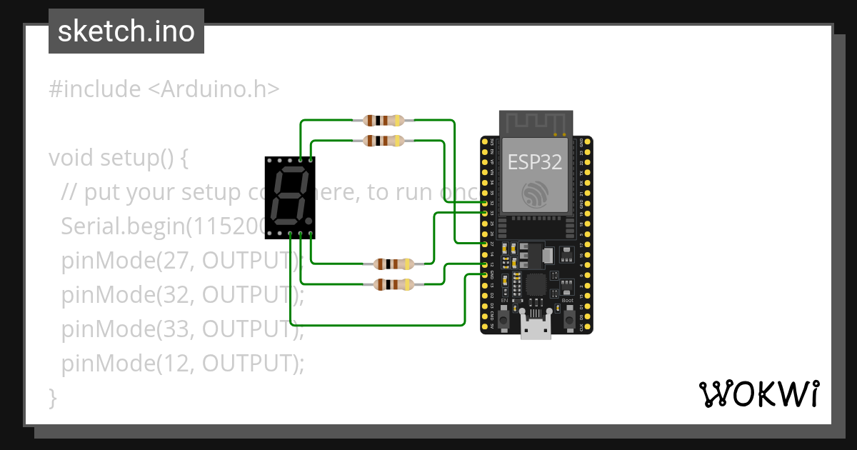 7 SEGMENT DISPLAY - Wokwi ESP32, STM32, Arduino Simulator