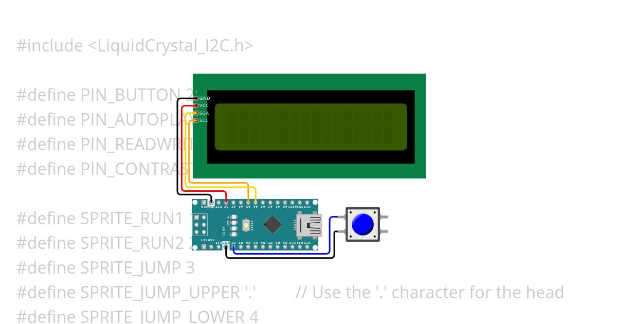 Jumping Jack Game -  Arduino Nano LCD I2C simulation