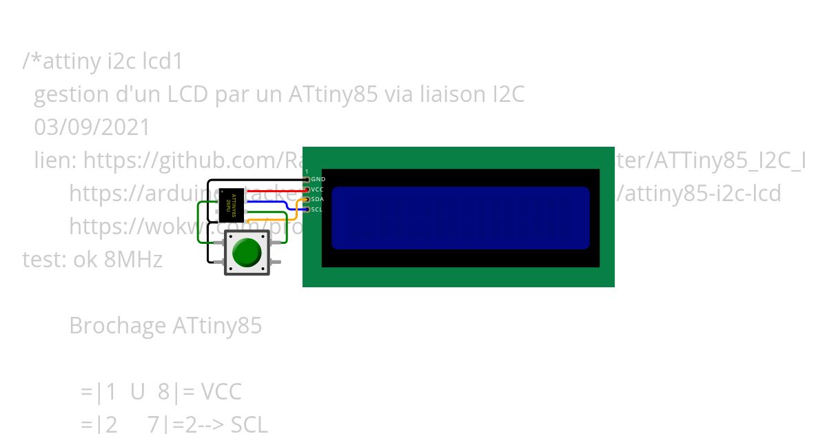 Jumping Jack Game - ATtiny85 LCD I2C simulation