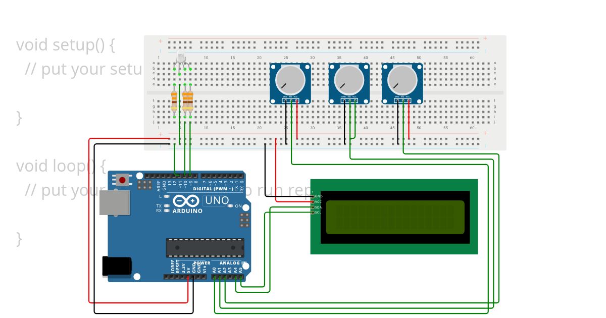 POT+LCD+RGB LED simulation