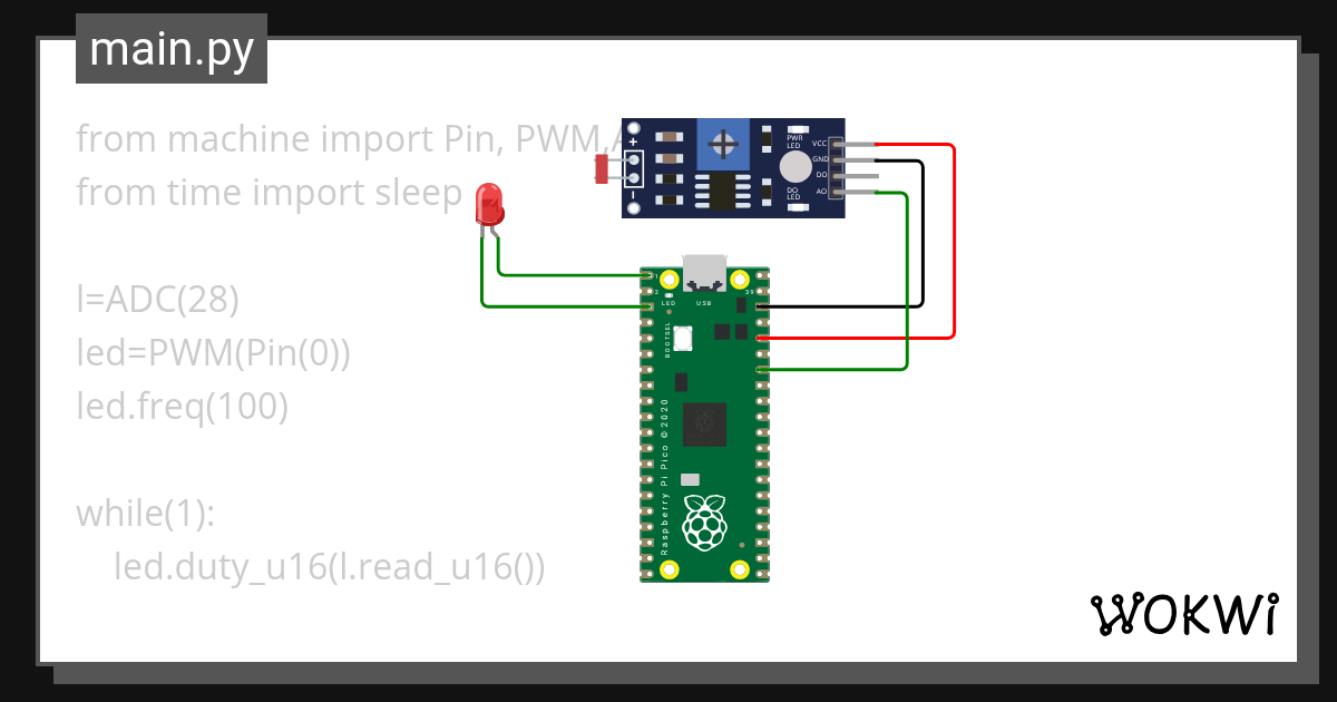 Intensity controller using LED and LDR - Wokwi ESP32, STM32, Arduino ...