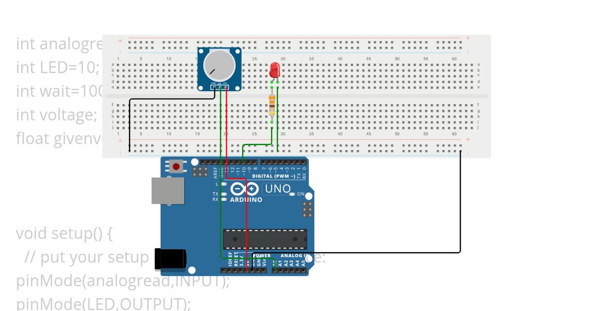 Voltage change LED simulation