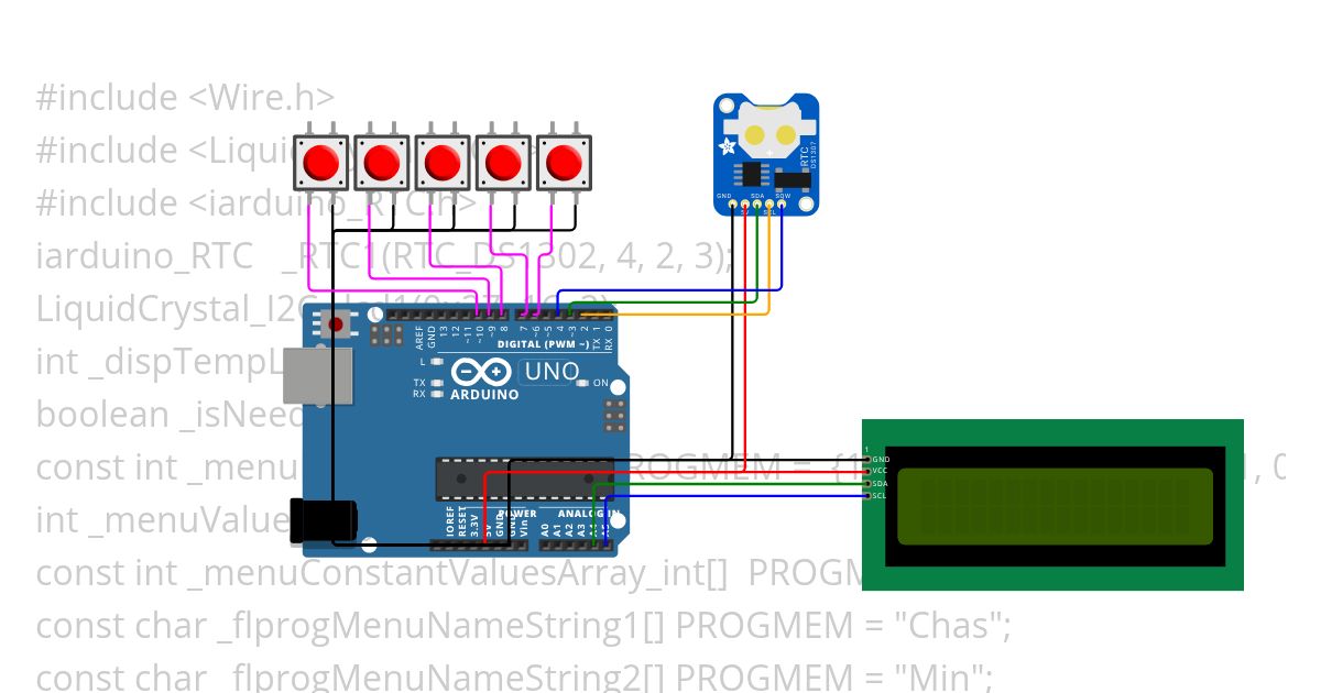 Блок МЕНЮ на часах реального времени simulation
