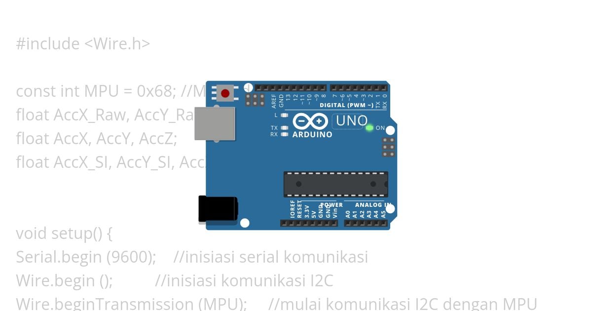 Arduino MPU6050 tanpa library (Accelerometer) simulation