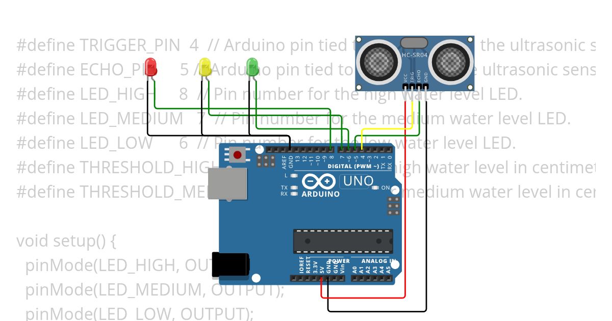 HC-SR04 dan LED simulation