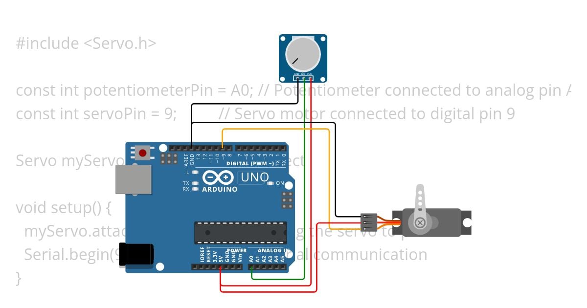 servo dan potensiometer simulation