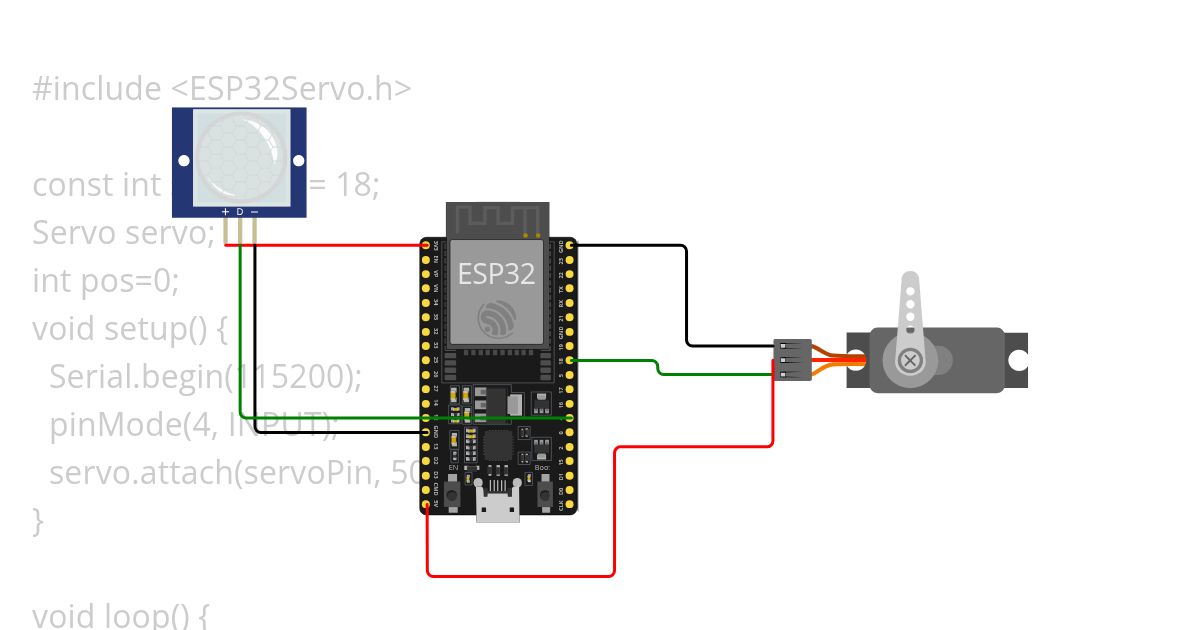 pir and servo simulation
